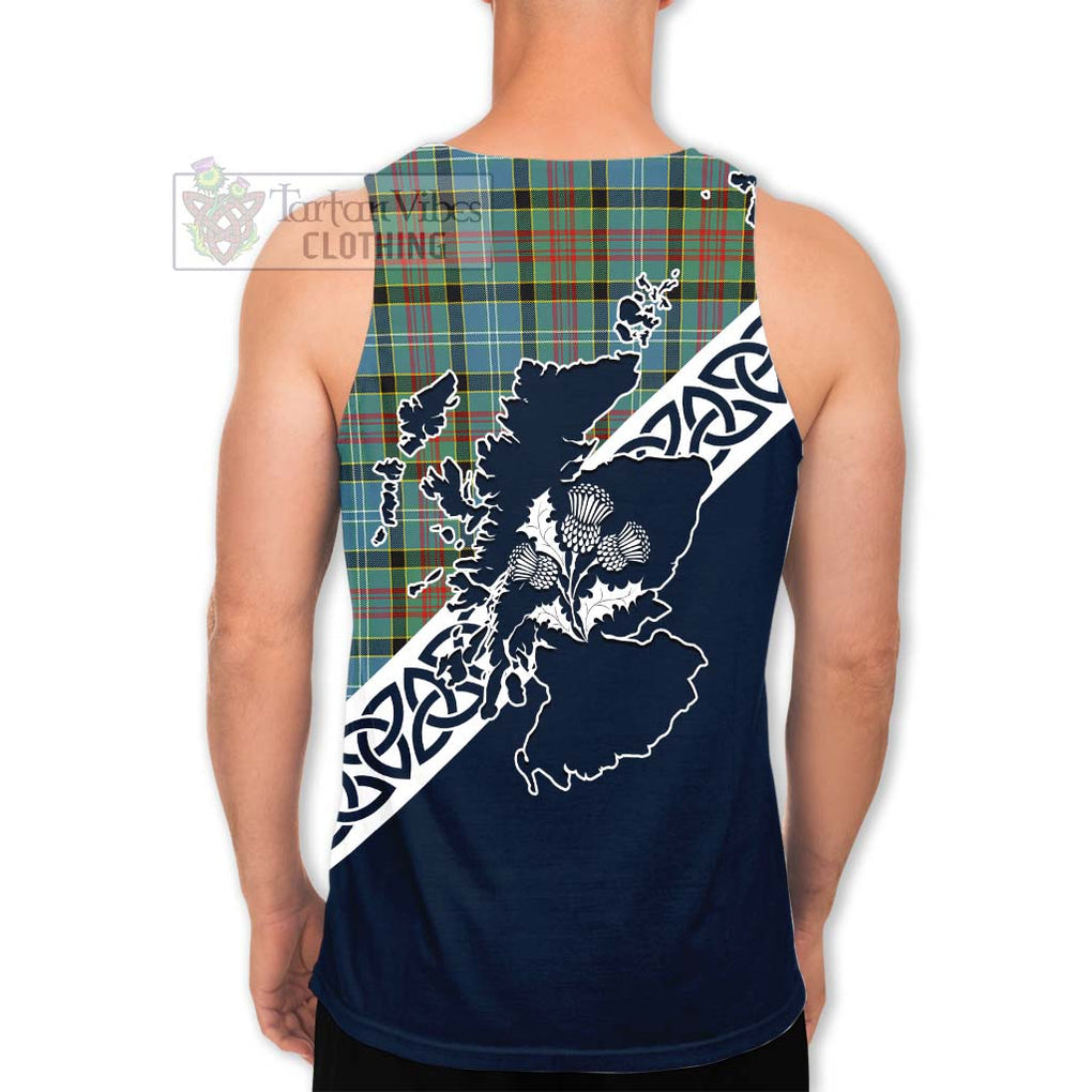 Walkinshaw Tartan Men's Tank Top Featuring Thistle and Scotland Map - Tartan Vibes Clothing