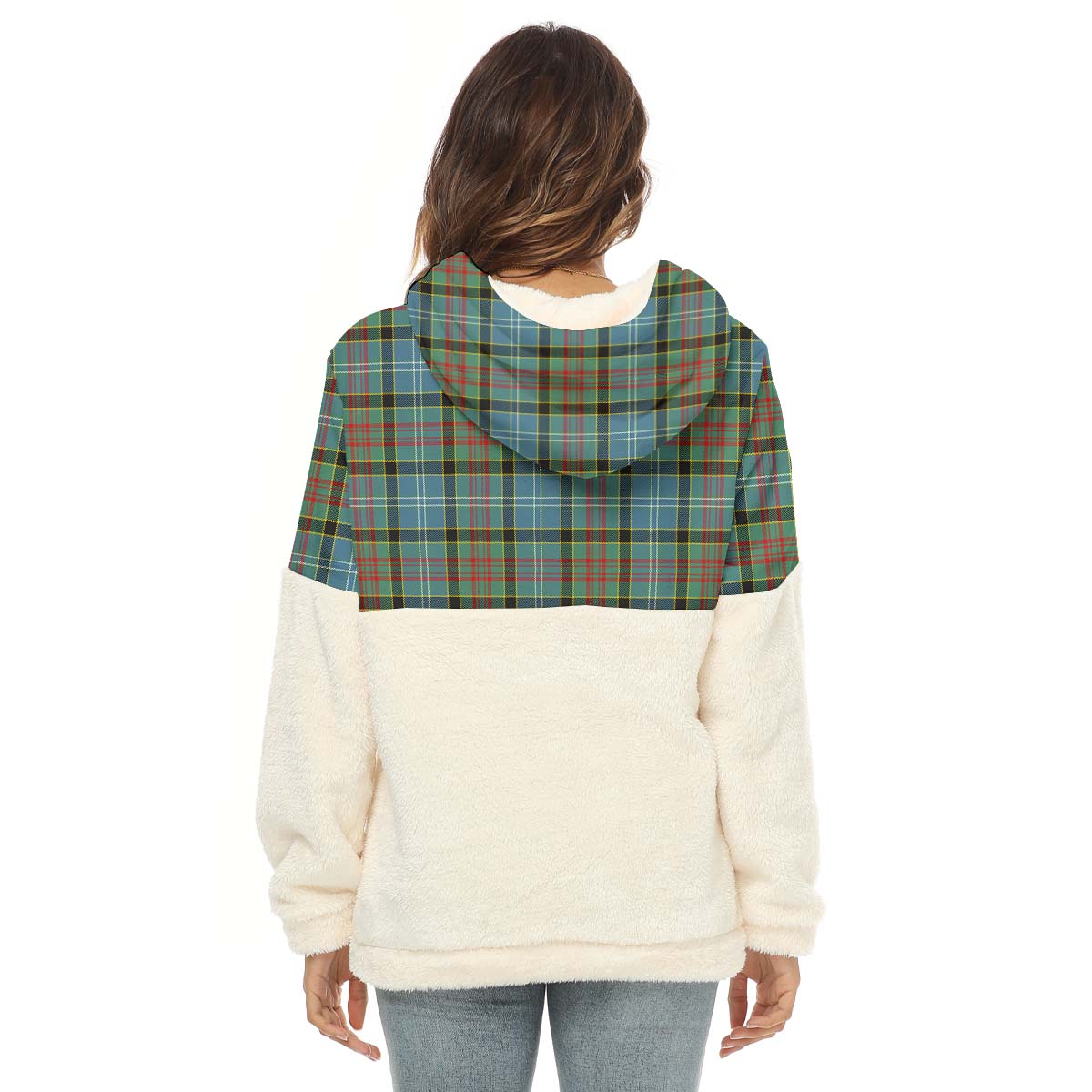 Walkinshaw Tartan Half Style Women's Borg Fleece Hoodie with Half Zip - Tartan Vibes Clothing
