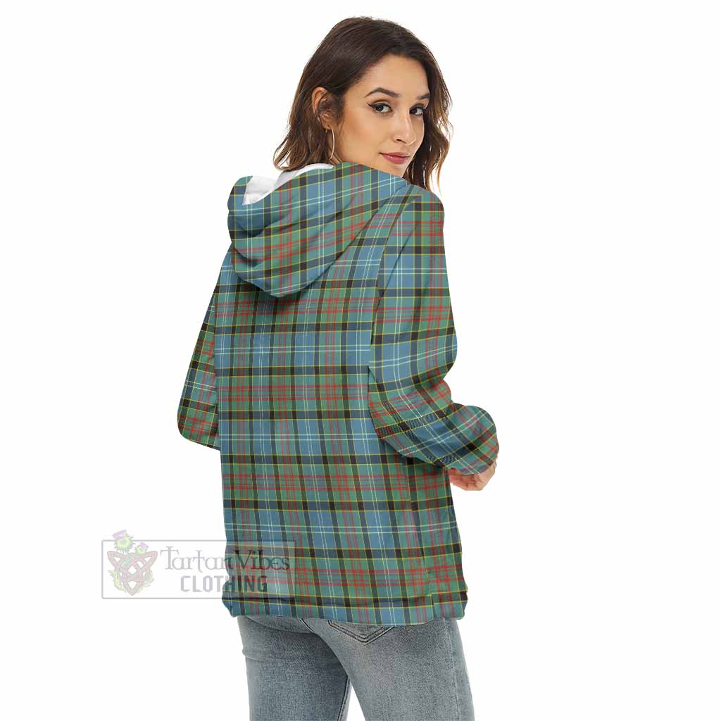 Walkinshaw Tartan Women's Borg Fleece Hoodie with Half Zip with Family Crest - Tartan Vibes Clothing