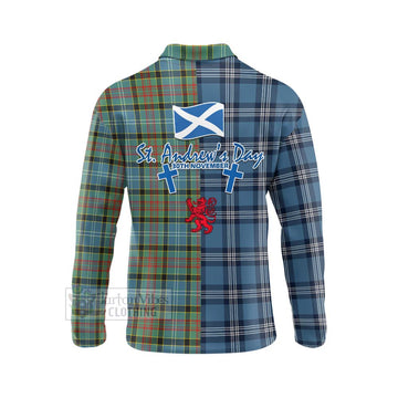 Walkinshaw Tartan Long Sleeve Polo Shirt Happy St. Andrew's Day Half Tartan Style - Tartan Vibes Clothing