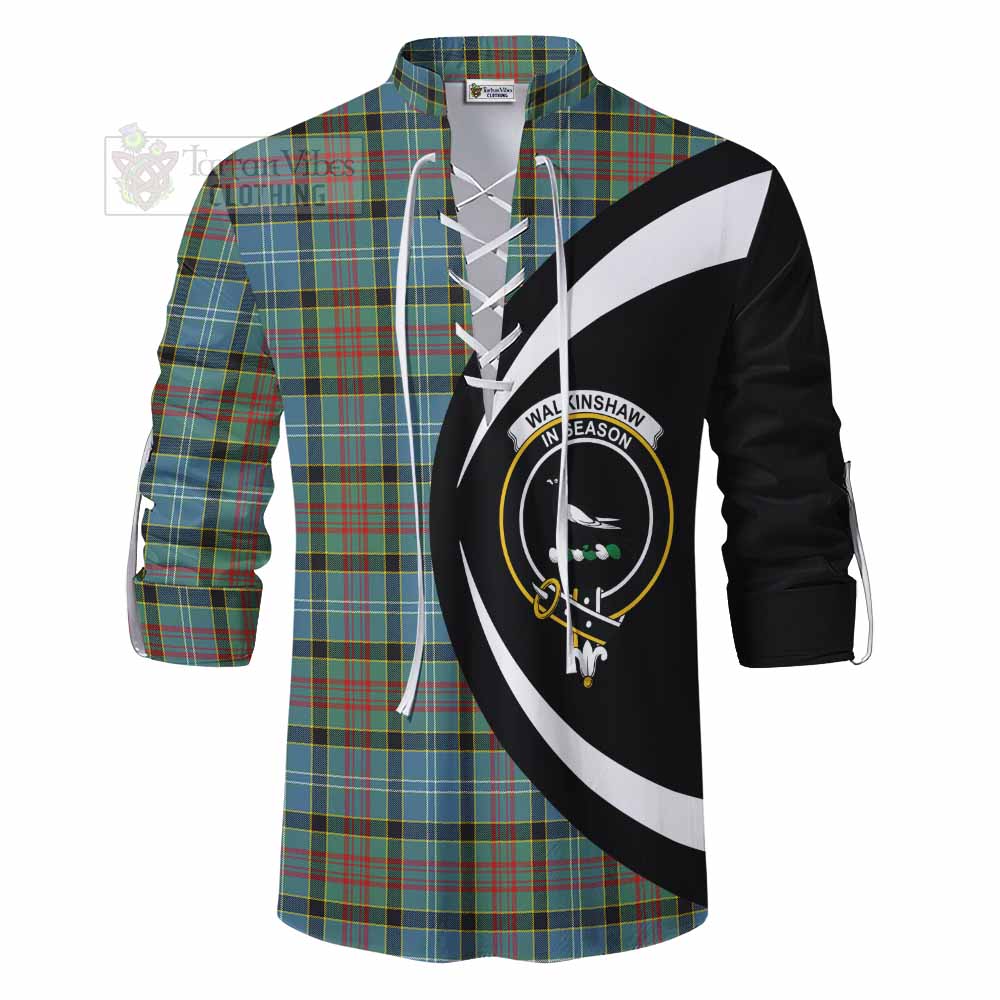 Walkinshaw Tartan Ghillie Kilt Shirt with Family Crest Circle Style - Tartan Vibes Clothing
