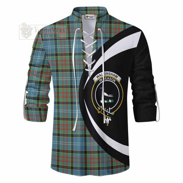 Walkinshaw Tartan Ghillie Kilt Shirt with Family Crest Circle Style - Tartan Vibes Clothing