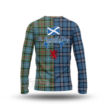 Walkinshaw Tartan Long Sleeve T-Shirt Happy St. Andrew's Day Half Tartan Style - Tartan Vibes Clothing