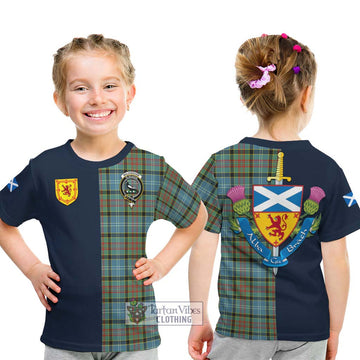 Walkinshaw Tartan Kid T-Shirt Alba with Scottish Lion Royal Arm Half Style - Tartan Vibes Clothing