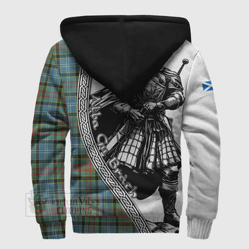 Walkinshaw Tartan Clan Crest Sherpa Hoodie with Highlander Warrior Celtic Style - Tartan Vibes Clothing