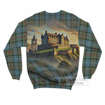 Walkinshaw Tartan Family Crest Sweatshirt with Scottish Ancient Castle Style - Tartan Vibes Clothing