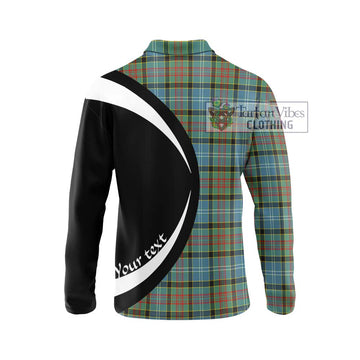 Walkinshaw Tartan Long Sleeve Polo Shirt with Family Crest Circle Style - Tartan Vibes Clothing