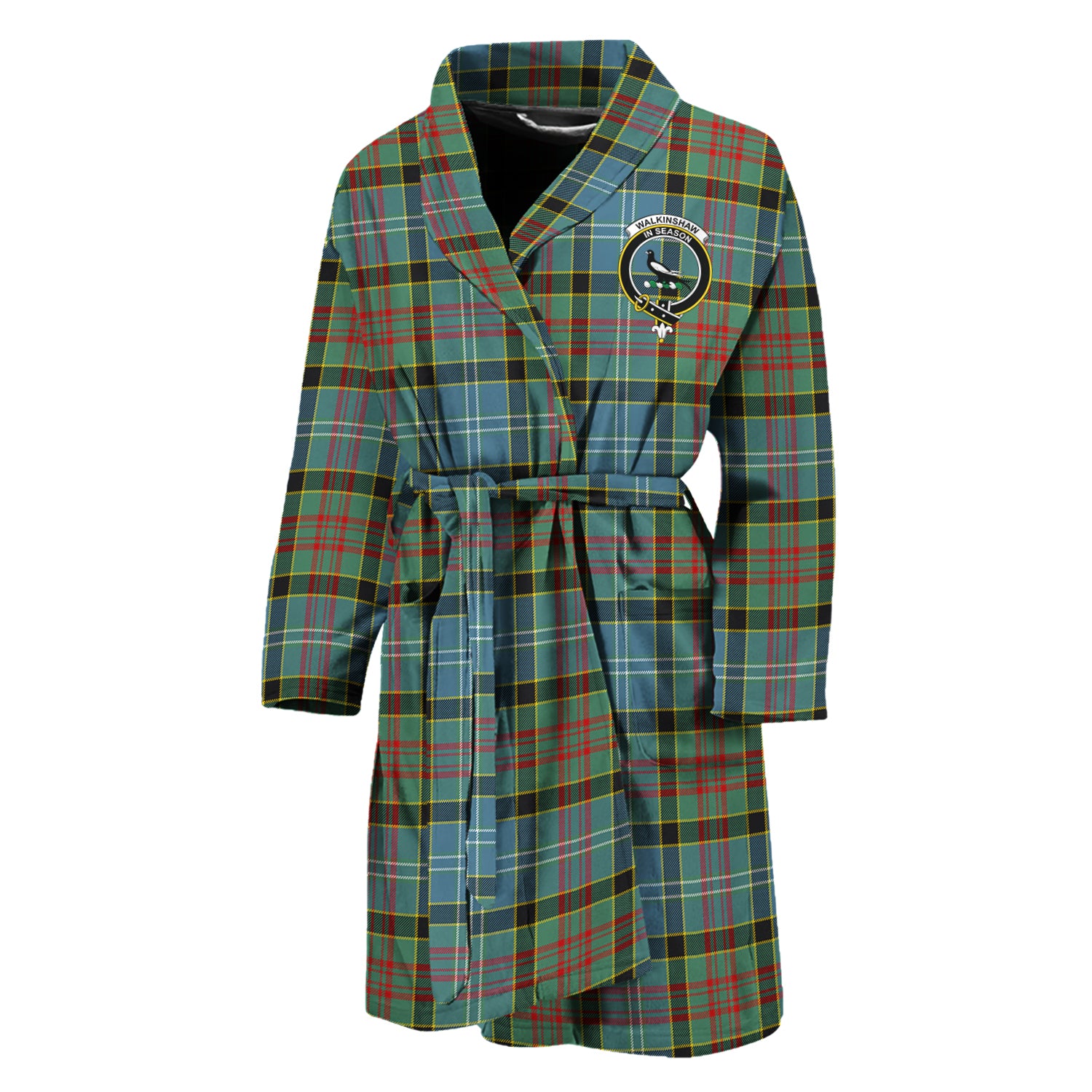 Walkinshaw Tartan Bathrobe with Family Crest Unisex M - Tartan Vibes Clothing