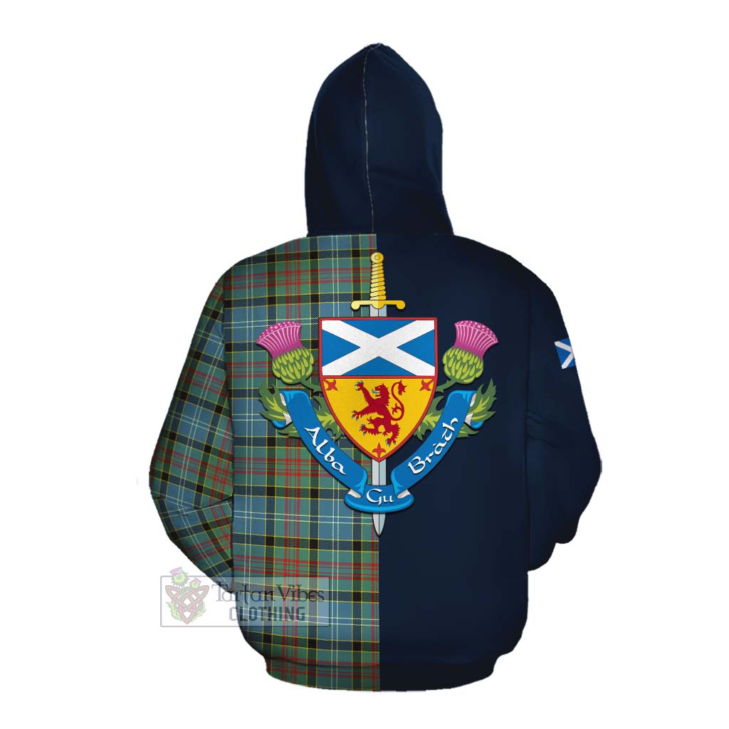 Walkinshaw Tartan Cotton Hoodie Alba with Scottish Lion Royal Arm Half Style Pullover Hoodie - Tartan Vibes Clothing