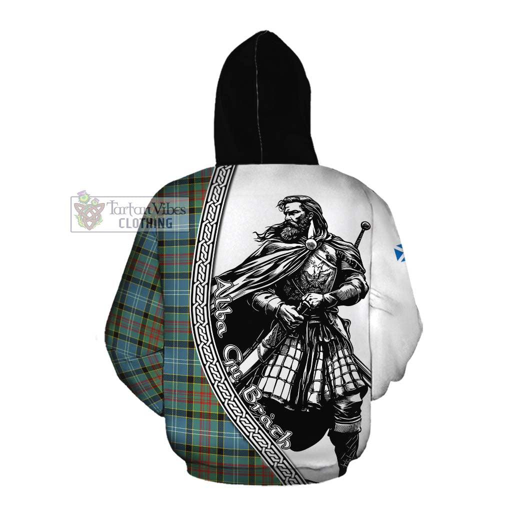 Walkinshaw Tartan Clan Crest Cotton Hoodie with Highlander Warrior Celtic Style Pullover Hoodie - Tartan Vibes Clothing