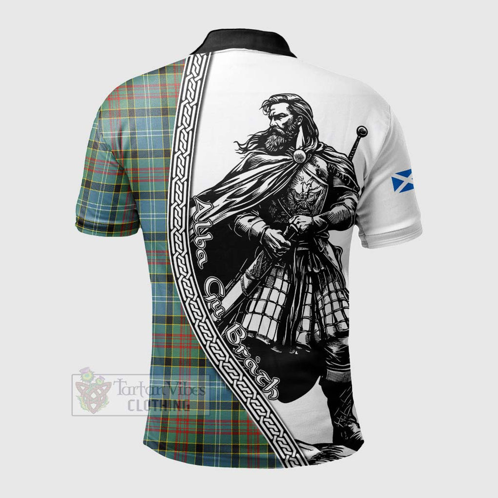 Walkinshaw Tartan Clan Crest Polo Shirt with Highlander Warrior Celtic Style - Tartan Vibes Clothing