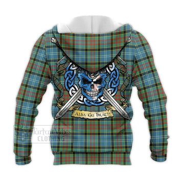 Walkinshaw Tartan Knitted Hoodie with Family Crest Celtic Skull Style - Tartan Vibes Clothing