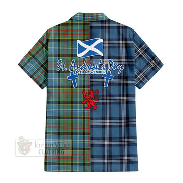 Walkinshaw Tartan Hawaiian Shirt Happy St. Andrew's Day Half Tartan Style - Tartan Vibes Clothing