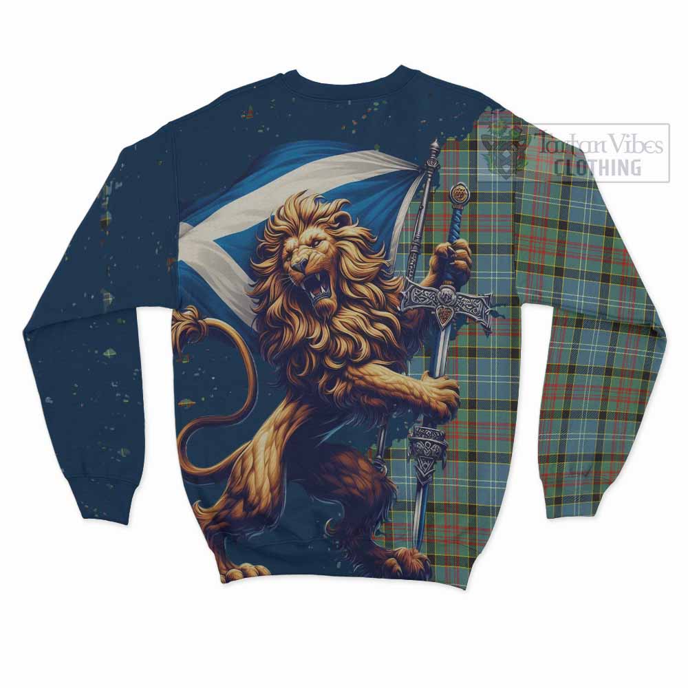 Walkinshaw Tartan Family Crest Sweatshirt with Scottish Majestic Lion - Tartan Vibes Clothing