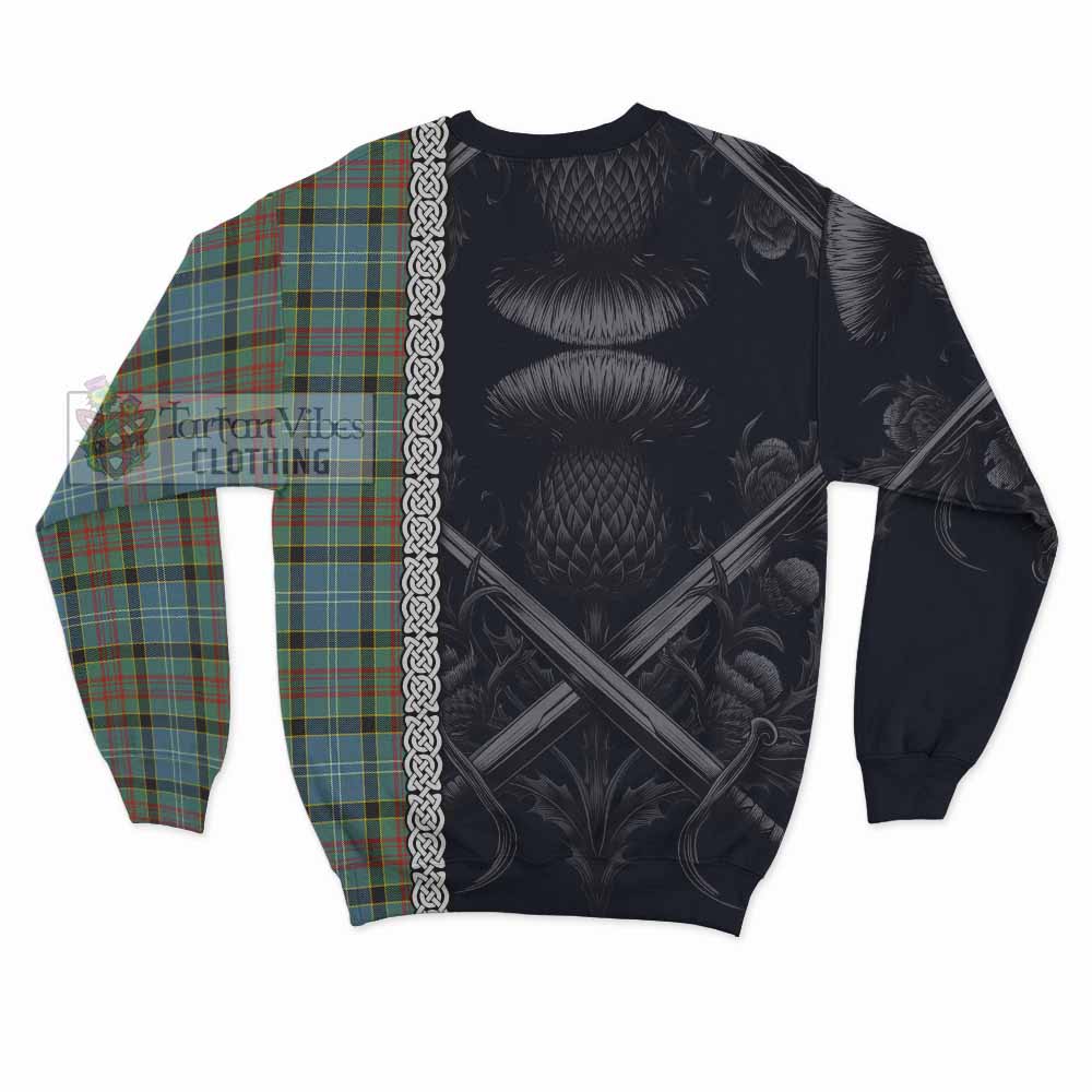 Walkinshaw Tartan Sweatshirt with Family Crest Cross Sword Thistle Celtic Vibes - Tartan Vibes Clothing