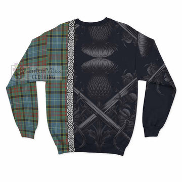 Walkinshaw Tartan Sweatshirt with Family Crest Cross Sword Thistle Celtic Vibes - Tartan Vibes Clothing