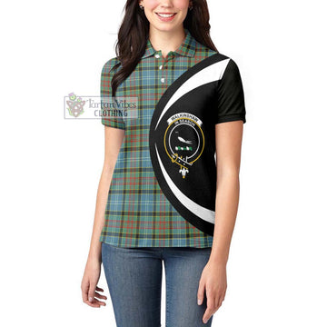 Walkinshaw Tartan Women's Polo Shirt with Family Crest Circle Style - Tartan Vibes Clothing