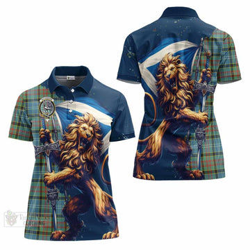 Walkinshaw Tartan Family Crest Women's Polo Shirt with Scottish Majestic Lion - Tartan Vibes Clothing
