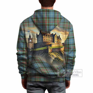 Walkinshaw Tartan Family Crest Hoodie with Scottish Ancient Castle Style - Tartan Vibes Clothing