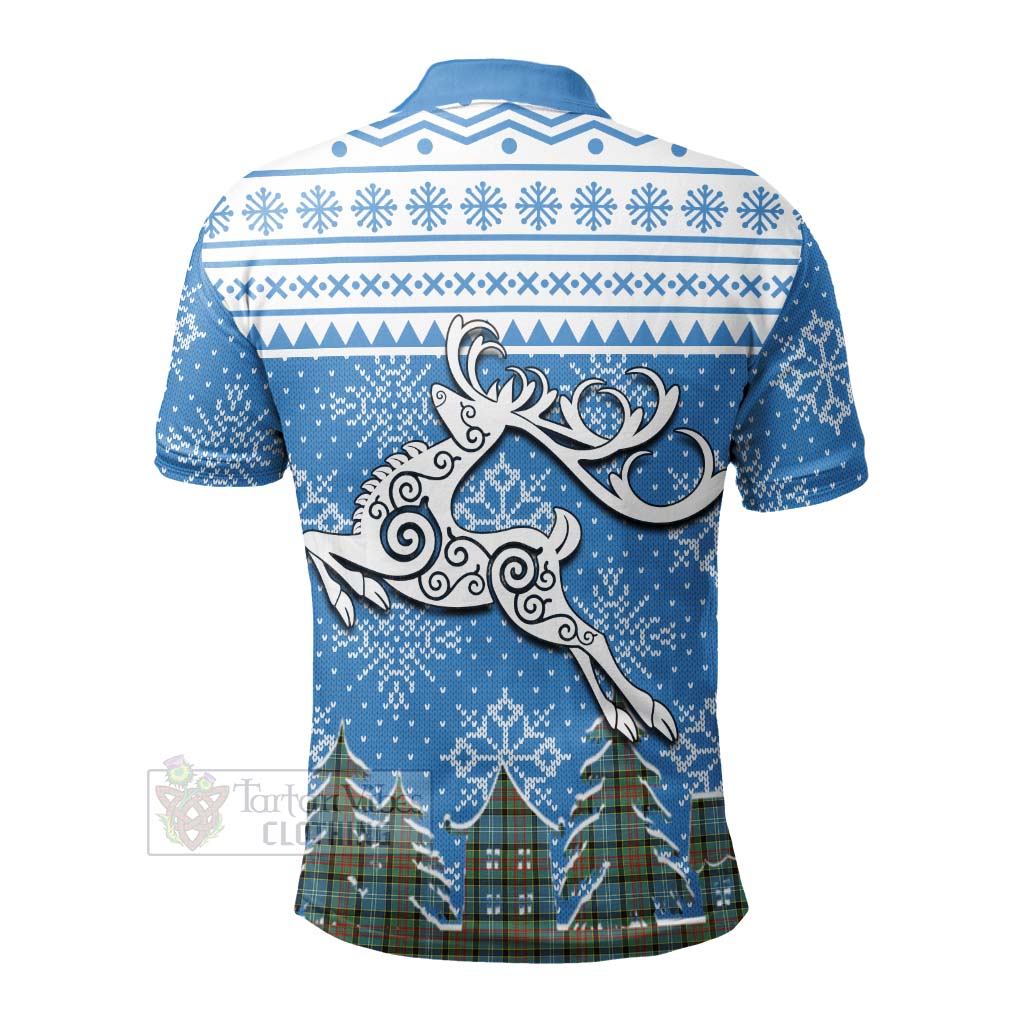 Walkinshaw Clan Christmas Polo Shirt Celtic Reindeer Style - Tartan Vibes Clothing