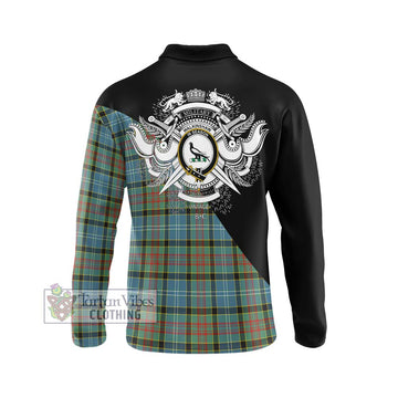 Walkinshaw Tartan Long Sleeve Polo Shirt with Family Crest and Military Logo Style - Tartan Vibes Clothing