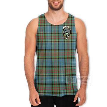 Walkinshaw Tartan Men's Tank Top with Family Crest and Bearded Skull Holding Bottles of Whiskey - Tartan Vibes Clothing