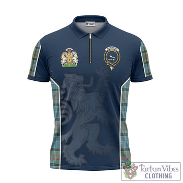 Walkinshaw Tartan Zipper Polo Shirt with Family Crest and Lion Rampant Vibes Sport Style - Tartan Vibes Clothing