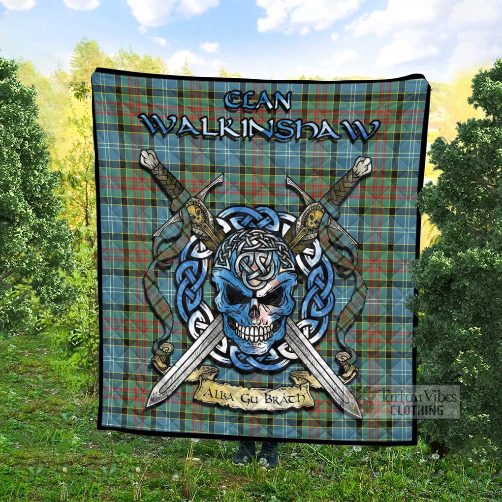 Walkinshaw Tartan Quilt with Celtic Skull Alba Gu Brath Style - Tartan Vibes Clothing