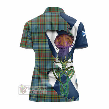 Tartan Vibes Clothing Walkinshaw Tartan Family Crest Women's Polo Shirt Scottish Thistle Celtic Inspired
