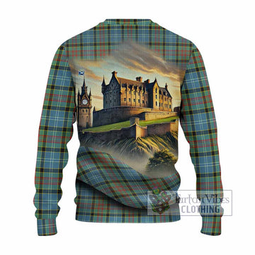 Walkinshaw Tartan Family Crest Knitted Sweater with Scottish Ancient Castle Style - Tartan Vibes Clothing