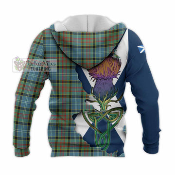 Tartan Vibes Clothing Walkinshaw Tartan Family Crest Knitted Hoodie Scottish Thistle Celtic Inspired