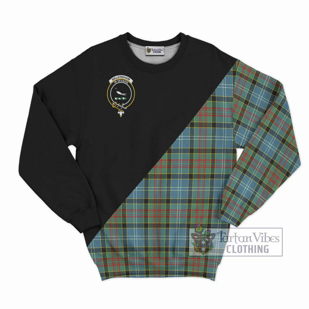 Walkinshaw Tartan Sweatshirt with Family Crest and Military Logo Style - Tartan Vibes Clothing