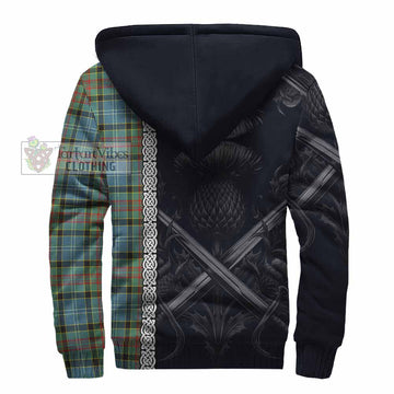 Walkinshaw Tartan Sherpa Hoodie with Family Crest Cross Sword Thistle Celtic Vibes - Tartan Vibes Clothing