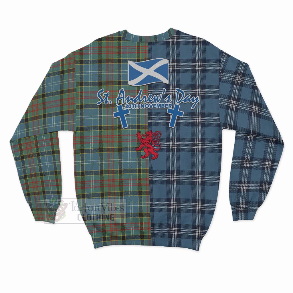 Walkinshaw Tartan Sweatshirt Happy St. Andrew's Day Half Tartan Style - Tartan Vibes Clothing