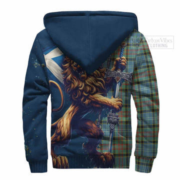 Walkinshaw Tartan Family Crest Sherpa Hoodie with Scottish Majestic Lion - Tartan Vibes Clothing