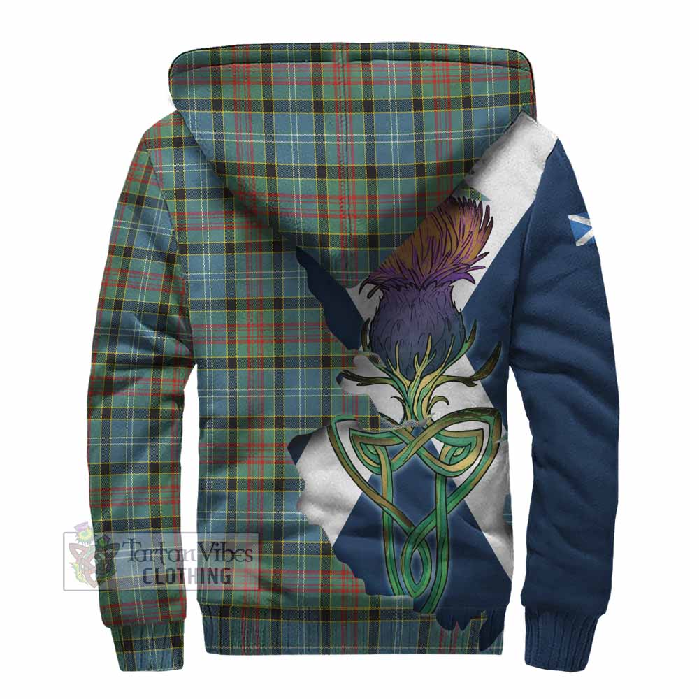 Tartan Vibes Clothing Walkinshaw Tartan Family Crest Sherpa Hoodie Scottish Thistle Celtic Inspired
