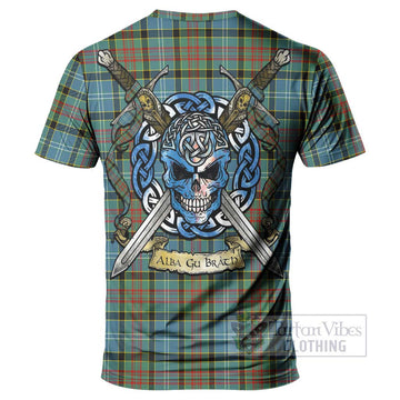 Walkinshaw Tartan T-Shirt with Family Crest Celtic Skull Style - Tartan Vibes Clothing