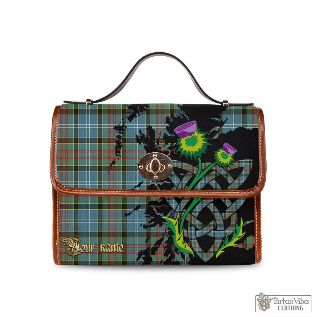 Tartan Vibes Clothing Walkinshaw Tartan Waterproof Canvas Bag with Scotland Map and Thistle Celtic Accents