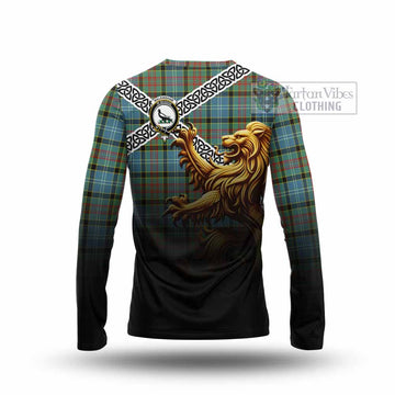 Walkinshaw Crest Tartan Long Sleeve T-Shirt with Golden Lion Emblem Celtic Style - Tartan Vibes Clothing
