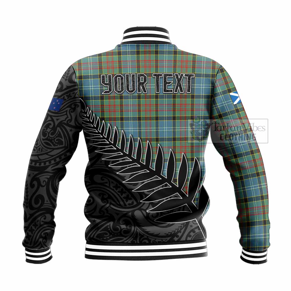Tartan Vibes Clothing Walkinshaw Crest Tartan Baseball Jacket with New Zealand Silver Fern Half Style