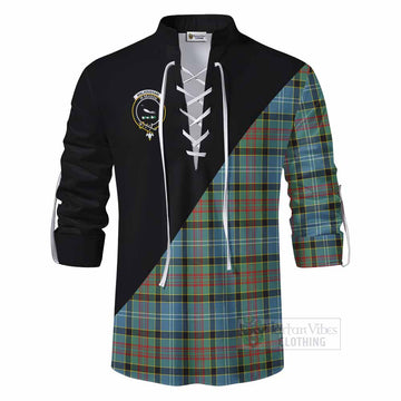 Walkinshaw Tartan Ghillie Kilt Shirt with Family Crest and Military Logo Style - Tartan Vibes Clothing