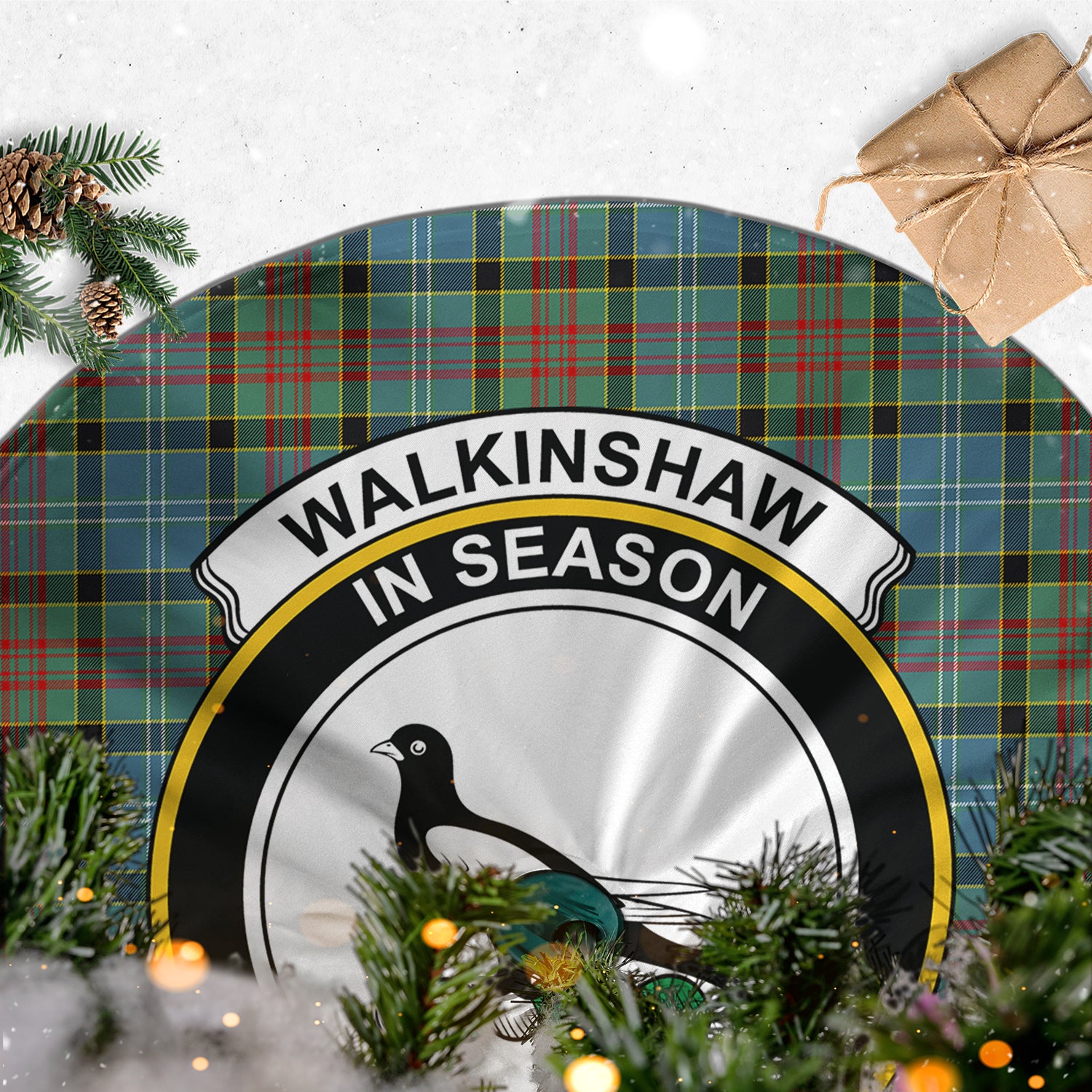 Walkinshaw Tartan Christmas Tree Skirt with Family Crest - Tartan Vibes Clothing