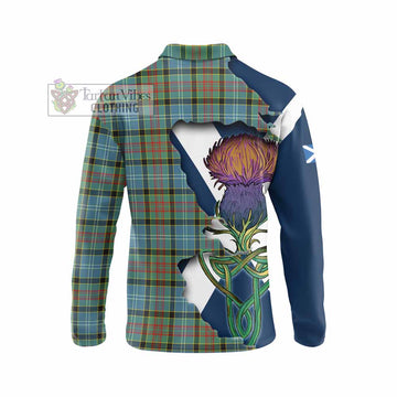 Tartan Vibes Clothing Walkinshaw Tartan Family Crest Long Sleeve Polo Shirt Scottish Thistle Celtic Inspired