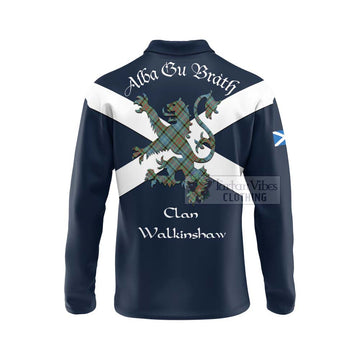 Walkinshaw Tartan Lion Rampant Long Sleeve Polo Shirt Proudly Display Your Heritage with Alba Gu Brath and Clan Name - Tartan Vibes Clothing
