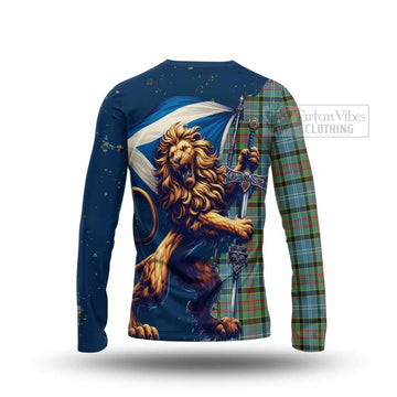 Walkinshaw Tartan Family Crest Long Sleeve T-Shirt with Scottish Majestic Lion - Tartan Vibes Clothing