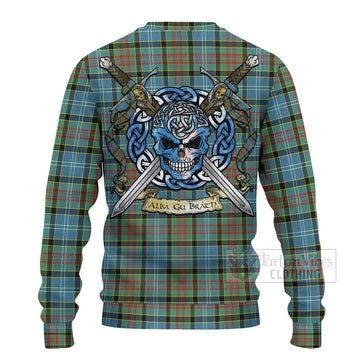 Walkinshaw Tartan Ugly Sweater with Family Crest Celtic Skull Style - Tartan Vibes Clothing