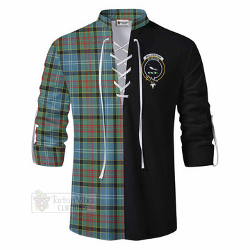 Walkinshaw Tartan Ghillie Kilt Shirt with Family Crest and Half Of Me Style - Tartan Vibes Clothing