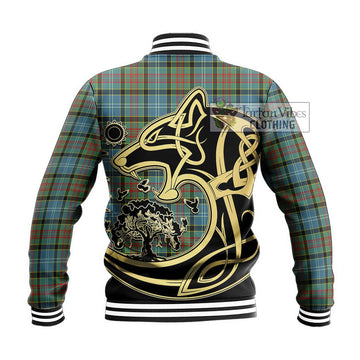 Walkinshaw Tartan Baseball Jacket with Family Crest Celtic Wolf Style - Tartan Vibes Clothing