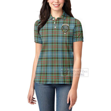 Walkinshaw Tartan Women's Polo Shirt with Family Crest Celtic Skull Style - Tartan Vibes Clothing