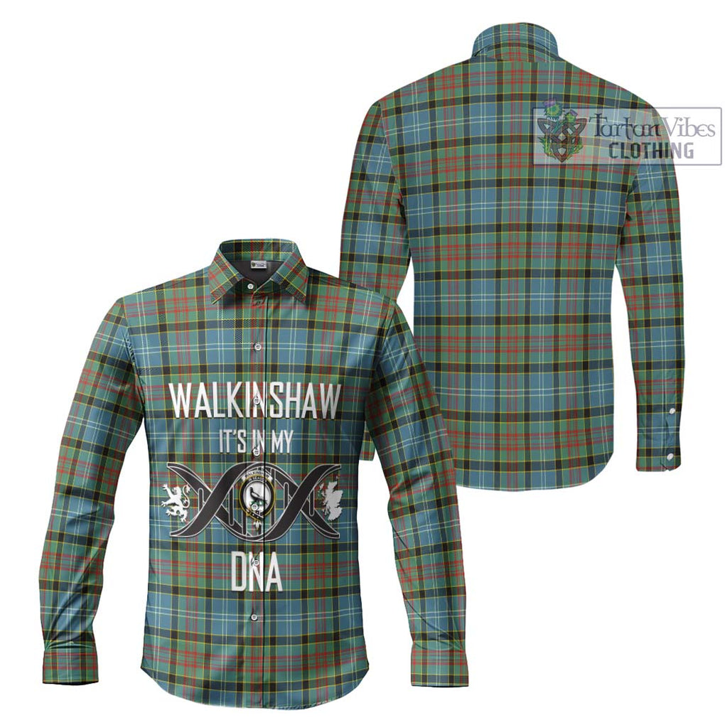 Walkinshaw Tartan Long Sleeve Button Shirt with Family Crest DNA In Me Style Men's Shirt - Tartanvibesclothing Shop